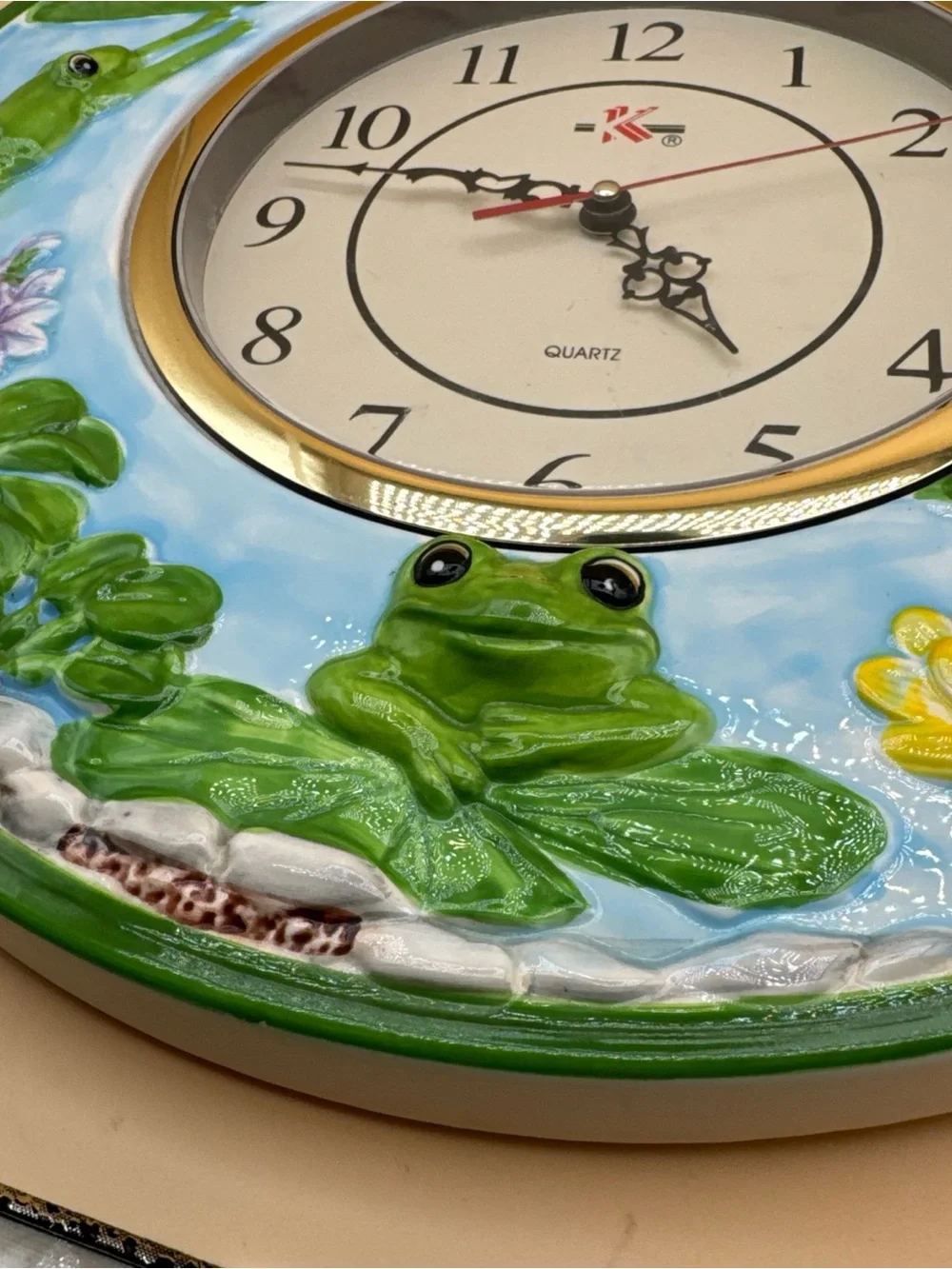 Vintage Y2 K Green Frog Pond Wall Clock - Decorative Home Wall Decor